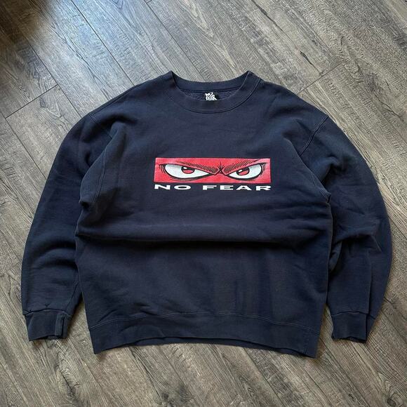 Vintage 90s No Fear Skate Faded Cotton Crewneck Sweatshirt - Picture 4 of 8